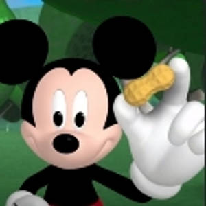 mickey mouse holding a peanut 