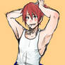 Kirishima tying Hairup