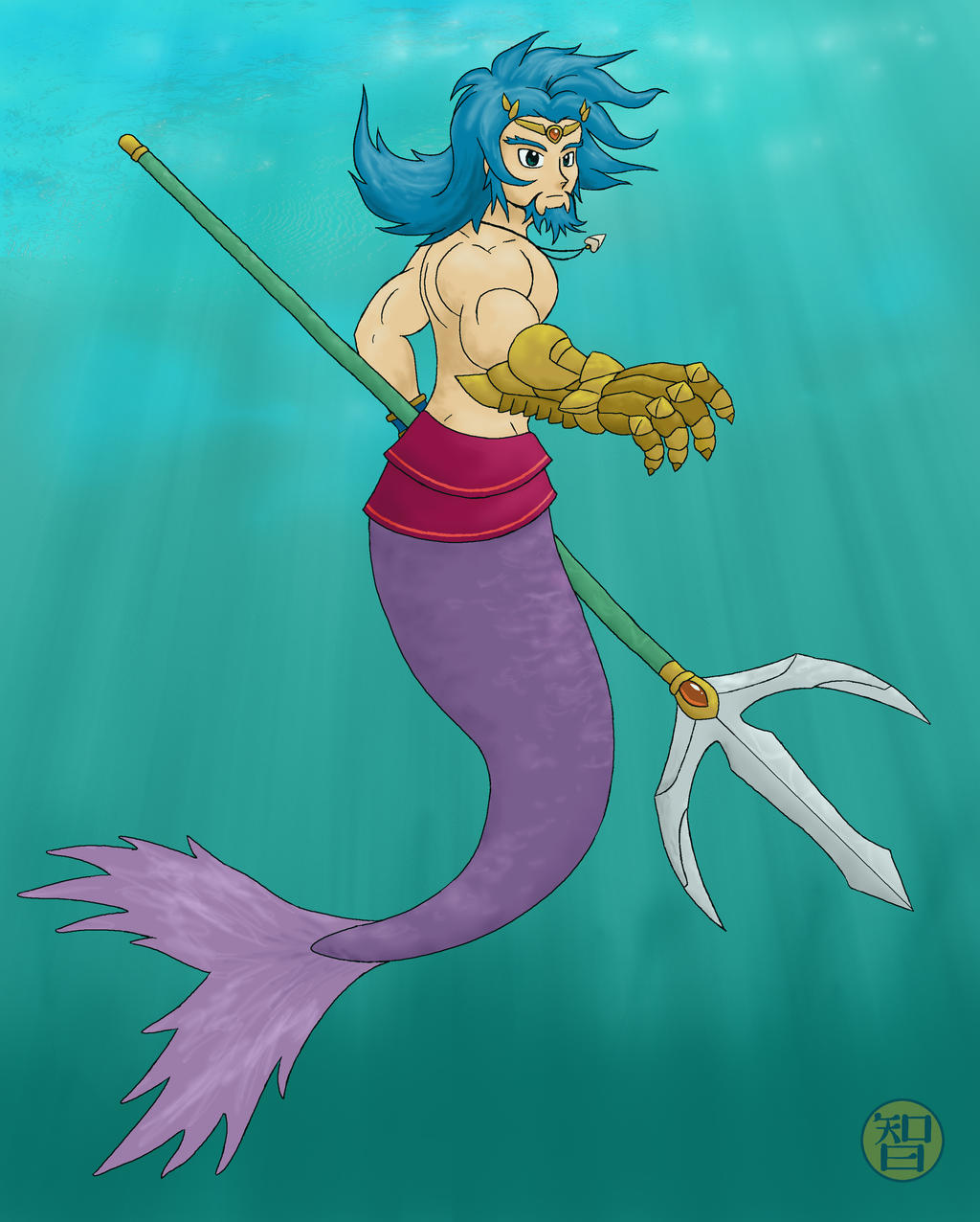 Triton with Gauntlet by Kairu-Hakubi