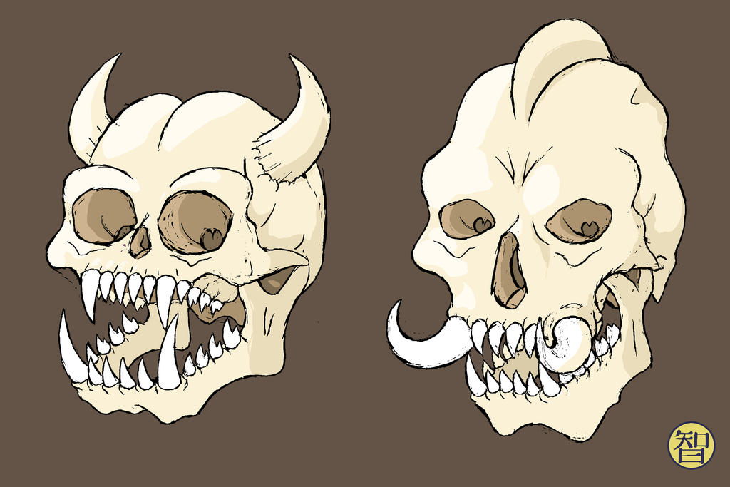 Goblin and Troll Skulls by Kairu-Hakubi