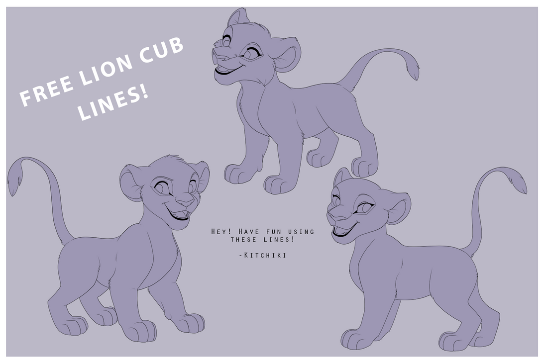 Lion King Cubs -FREE LINEART- by Kitchiki