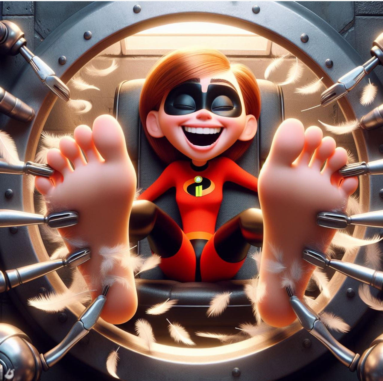 Elastic Female Elastic-girl feet tickled by robots by TKExperiance16 on DeviantArt