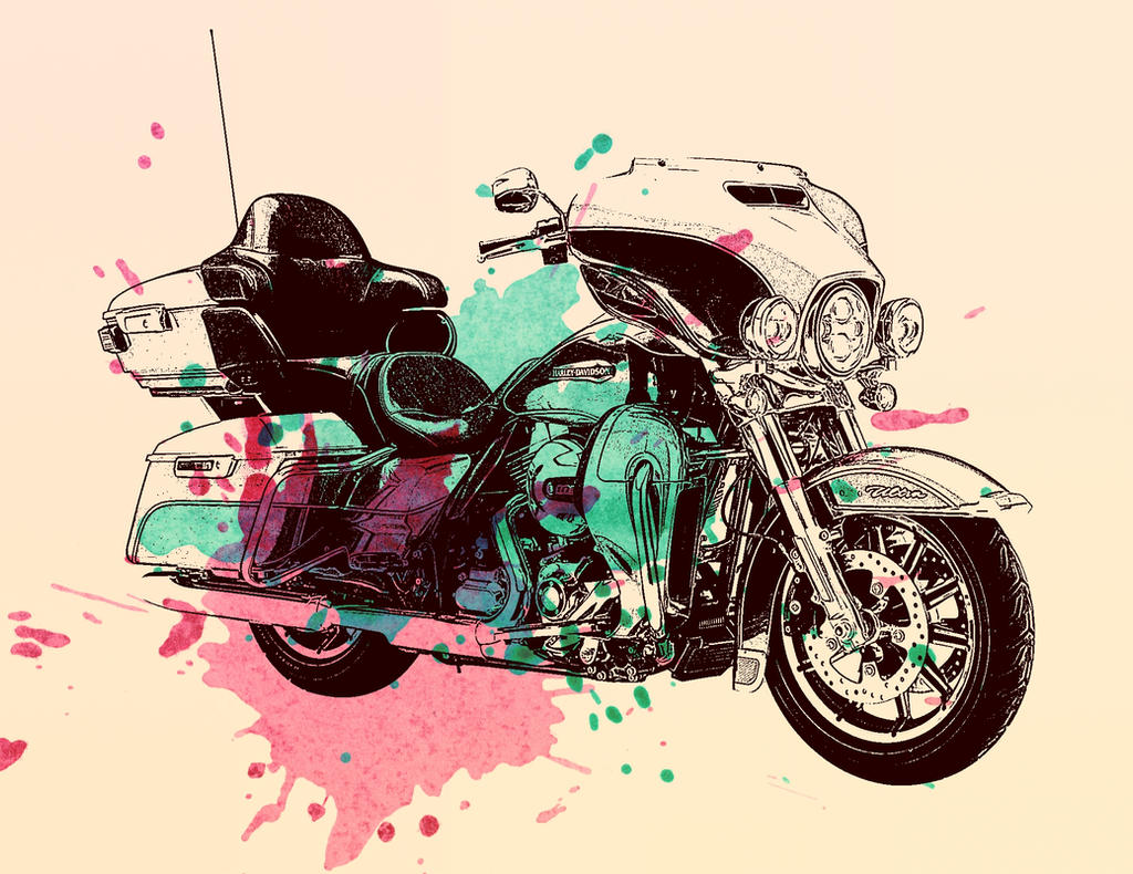 Harley Davidson motorcycle watercolour 