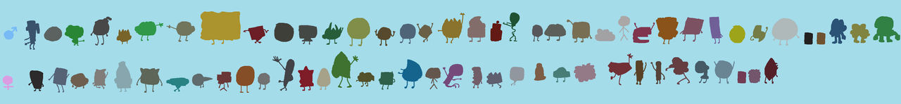 Males and Females of BFDI Pack Silhouette by Abbysek on DeviantArt