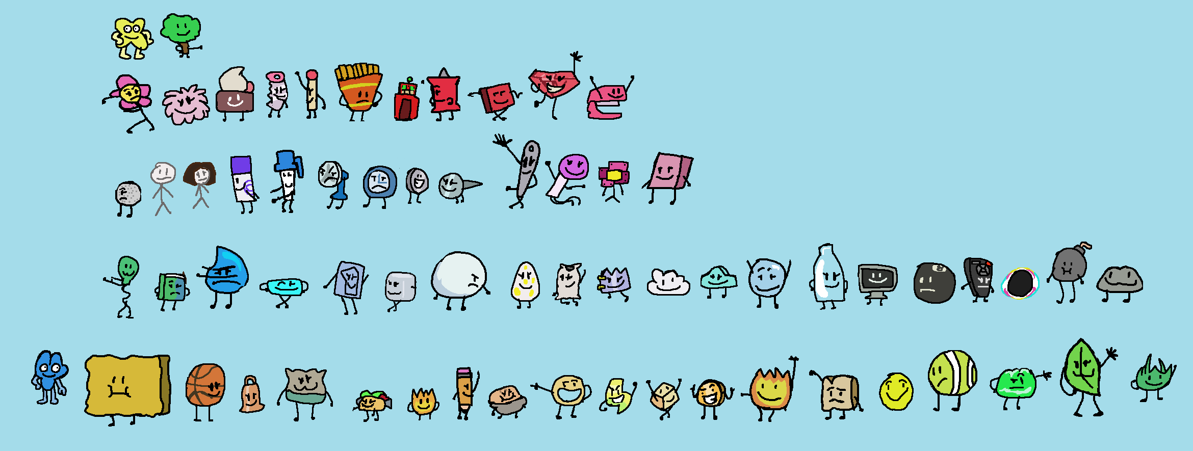 Bfb Assembly BFB Contestants and Host in Intro Order by Abbysek on DeviantArt