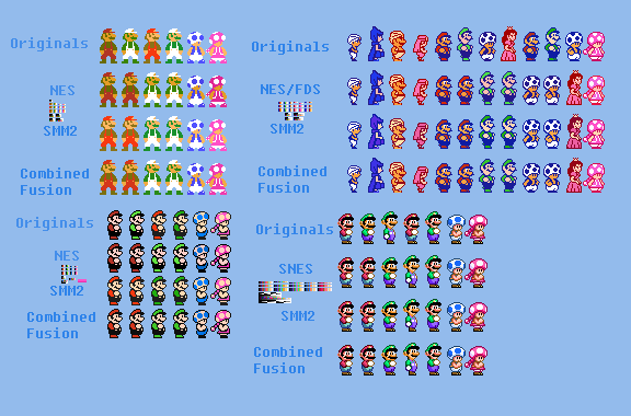 Smb3 Characters SMB3-SMW Characters in NES-SNES and SMM2 Palettes by Abbysek on DeviantArt