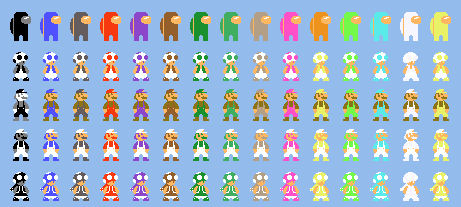 SMM2 SMB1 Players with Among Us Colors by Abbysek on DeviantArt