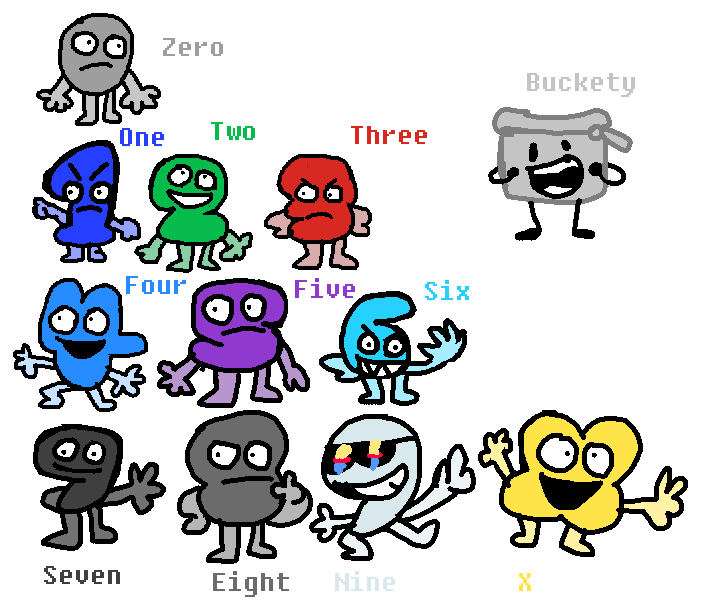 0 Bfb My Drawing BFB Numbers 0-9 and X by Abbysek on DeviantArt