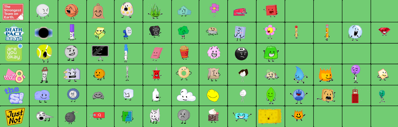 Post-Split BFDI TPOT's 7 Members in 6 Teams with 2 by Abbysek on DeviantArt