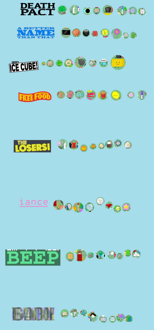 BFB Teams with Contestants by Abbysek on DeviantArt