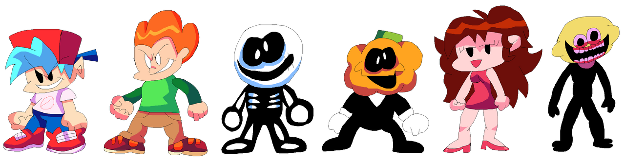 Friday Night Funkin' HD Drawing - Six Characters w by Abbysek on DeviantArt