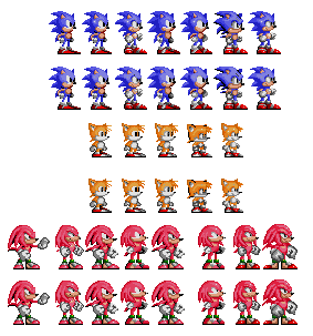 I'm learning to use the SGDK, I made these edits for Sonic 1 and 2 (I'm  going to use the Sonic 1 palette). The Sonic 3D sprite I made just for  practice!