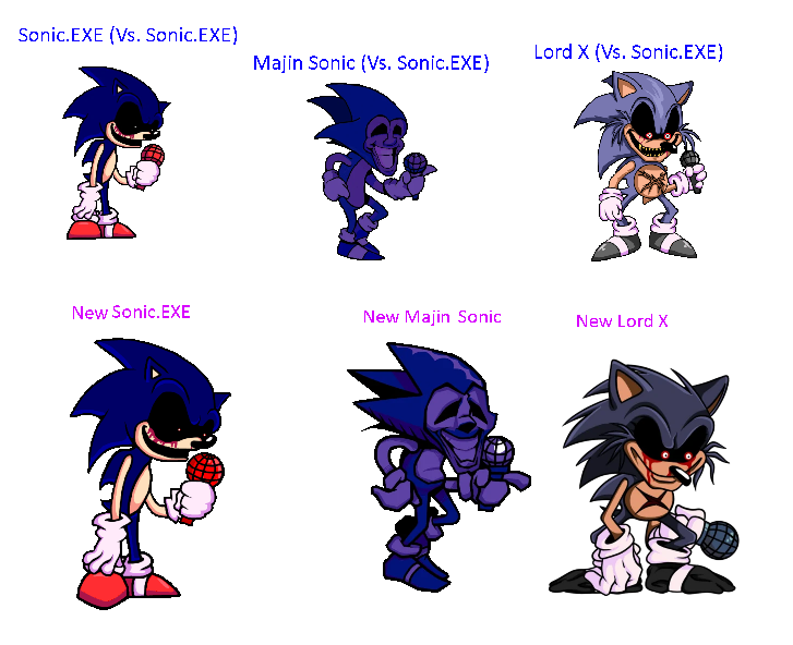 Comparison between Sonic.EXE, Majin Sonic and Lord by Abbysek on DeviantArt