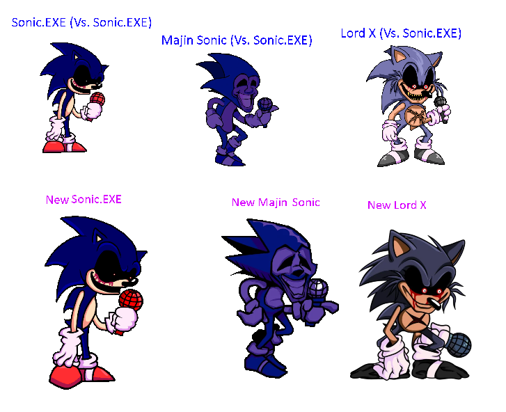 The evolution of VS. Sonic.exe's Majin Sonic from pre-August 2021