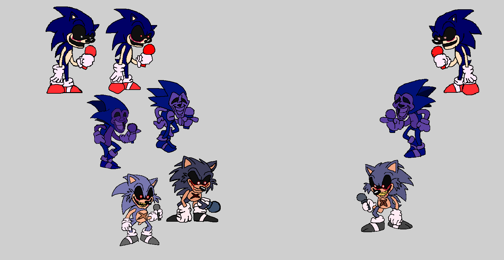 Old, New and Combined Sonic.Exe, Majin Sonic and L by Abbysek on