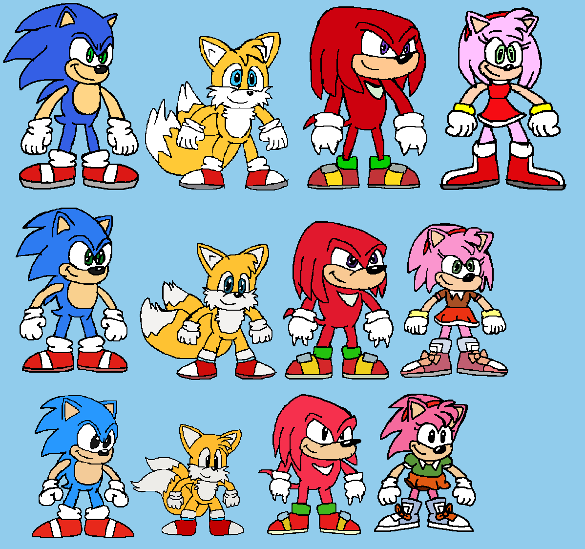 V2 Drawing - Sonic Tails Knuckles Amy of Modern an by Abbysek on DeviantArt