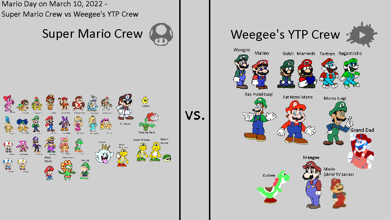 Mario Day on March 10, 2022 - Super Mario Crew vs by Abbysek on DeviantArt