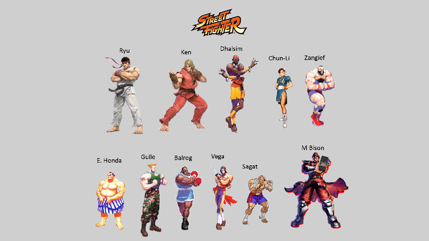 Street Fighter - Ryu and Ken vs Sagat and Vega 