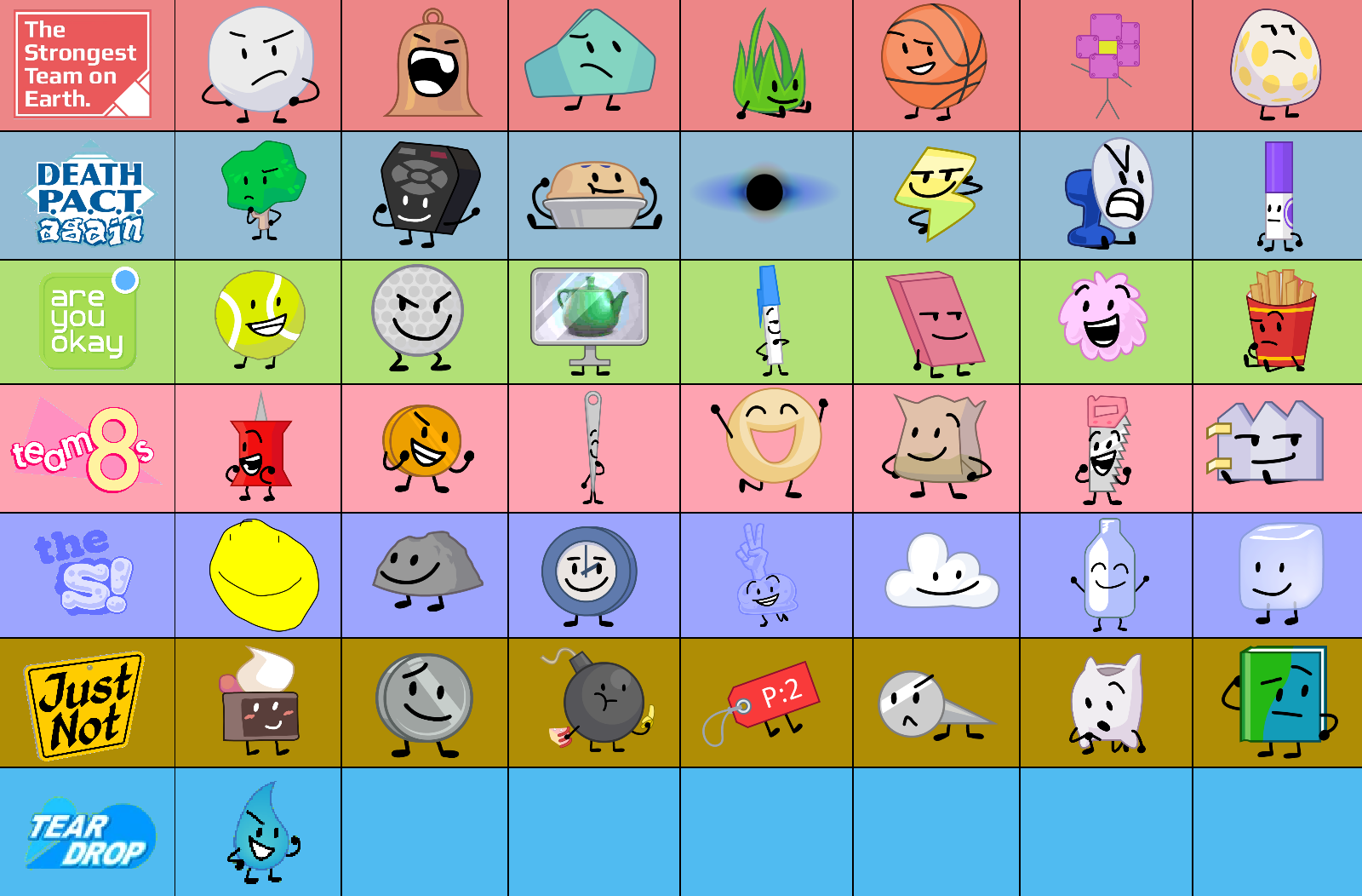 BFDI TPOT Intro Contestant Cast in Teams Alt 3 by Abbysek on DeviantArt