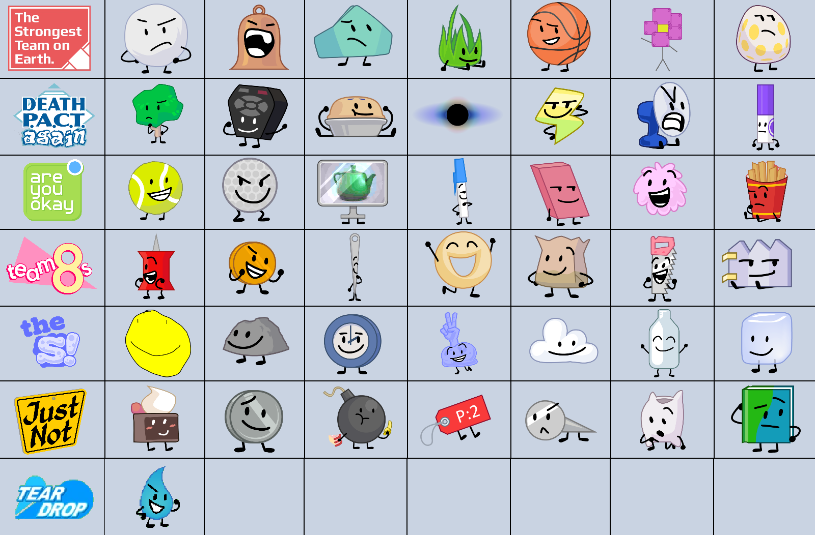 BFDI TPOT Intro Contestant Cast in Teams Alt 4 by Abbysek on DeviantArt