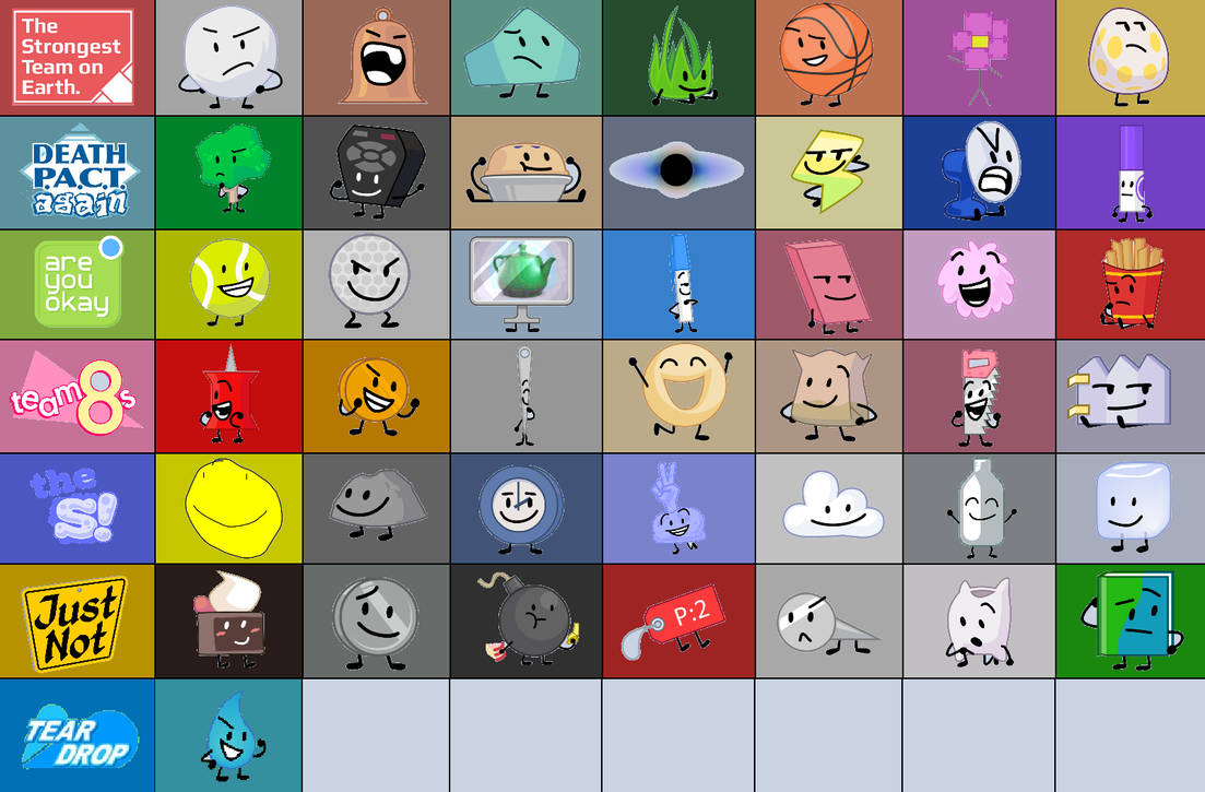 BFDI TPOT Intro Contestant Cast in Teams Alt 5 by Abbysek on DeviantArt