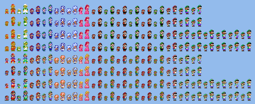 Smb3 Characters Every SMB1, SMB2, SMB3, SMW Sprites Combined by Abbysek on DeviantArt
