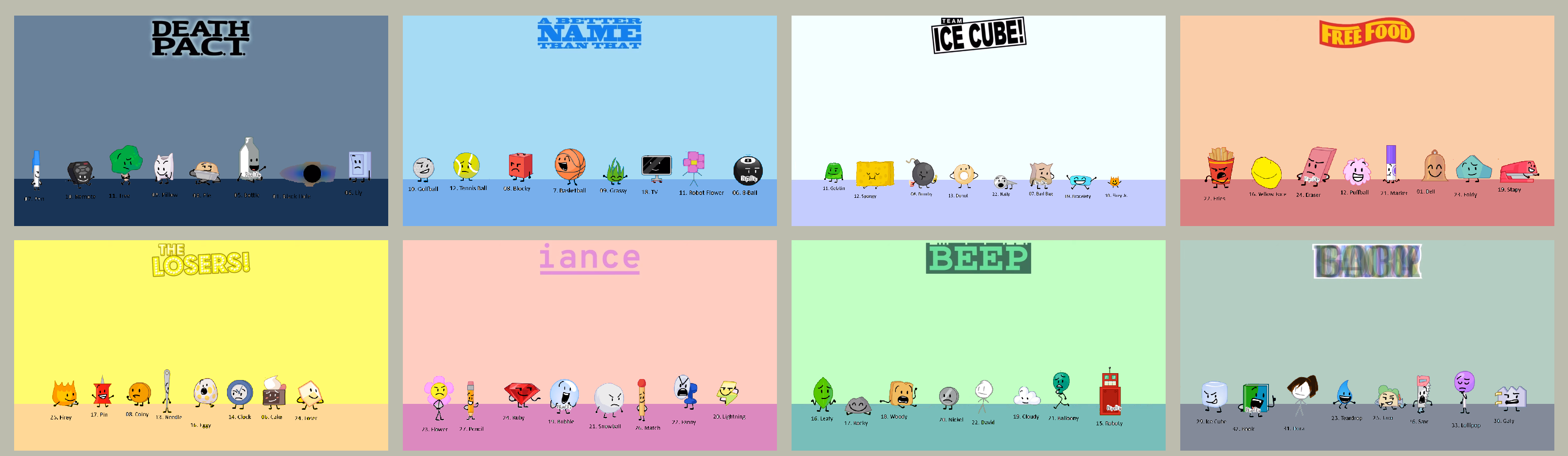 Contestants in Different Teams of BFB 2 by Abbysek on DeviantArt
