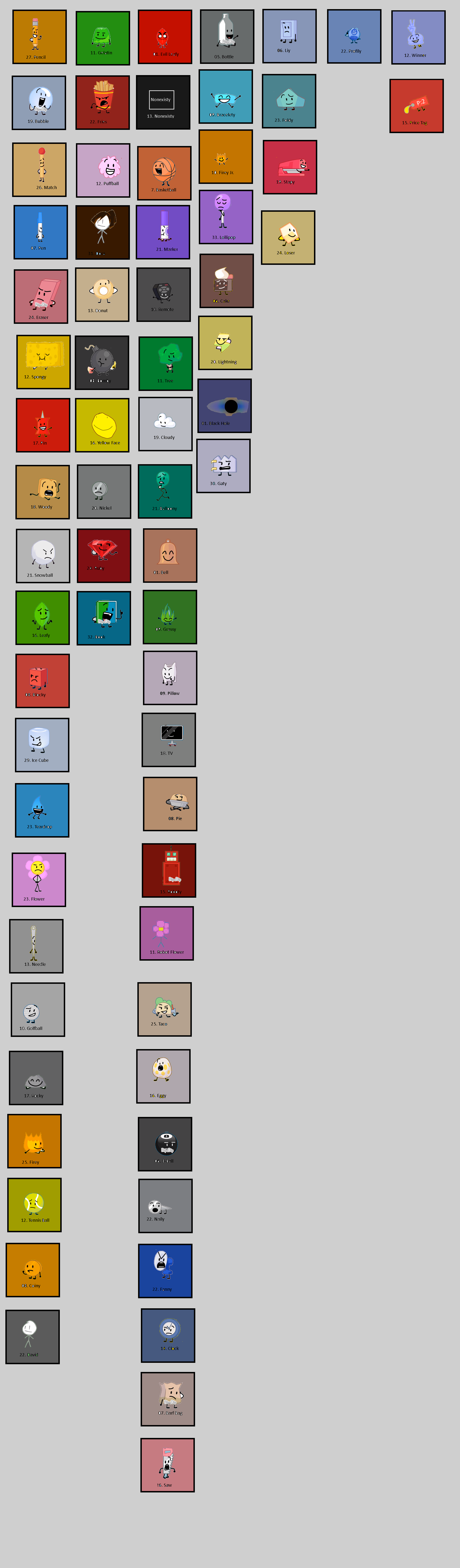 Bfdi Numbers Color Code How I BFDI Series's Mix of Contestants with Season by Abbysek on DeviantArt