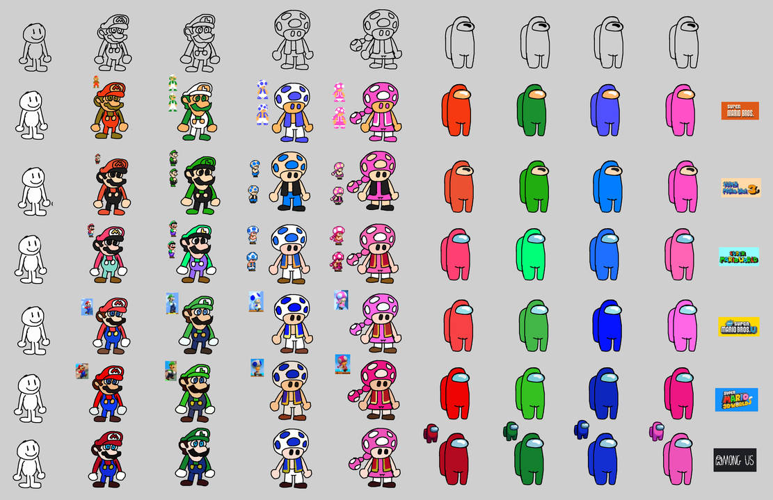 SMM2 Styles with Among Us Color Characters by Abbysek on DeviantArt