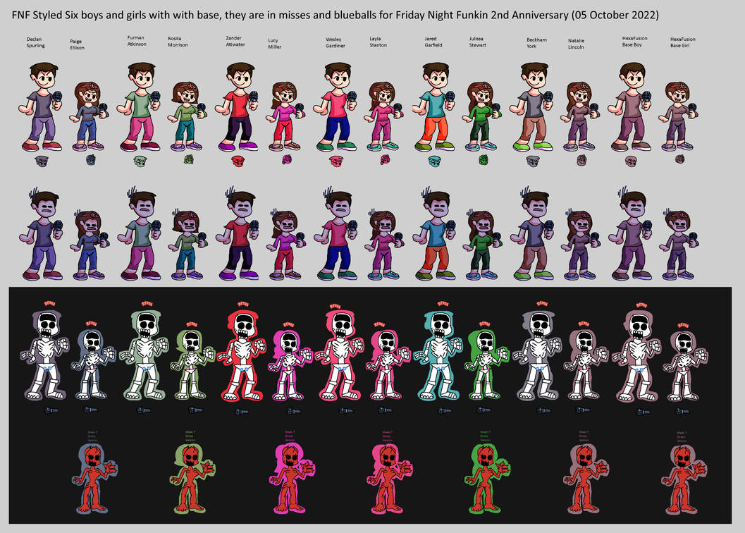 Fnf Style Writing FNF Styled Six boys and girls with with base, they by Abbysek on DeviantArt