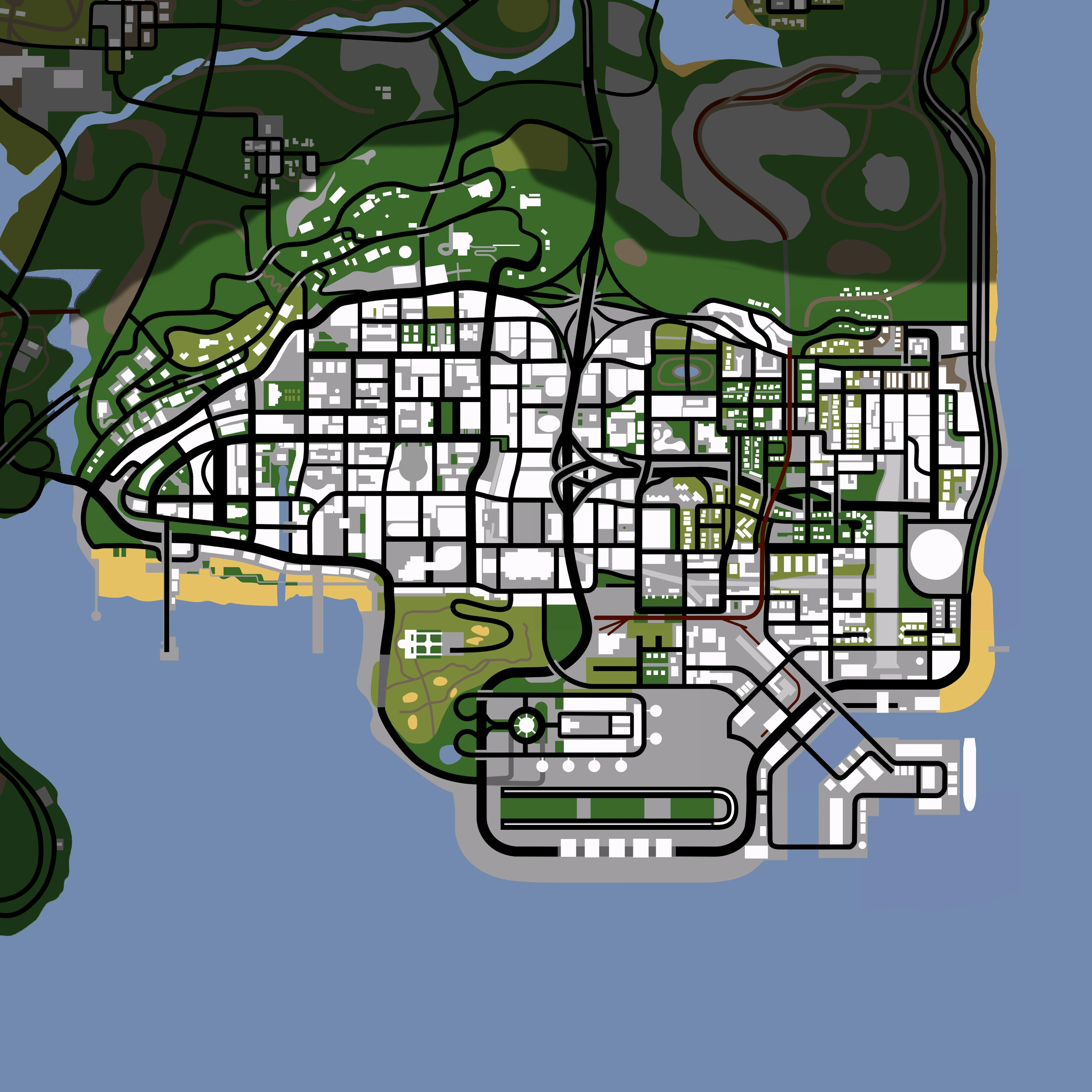 Gray Location Map of Los Santos