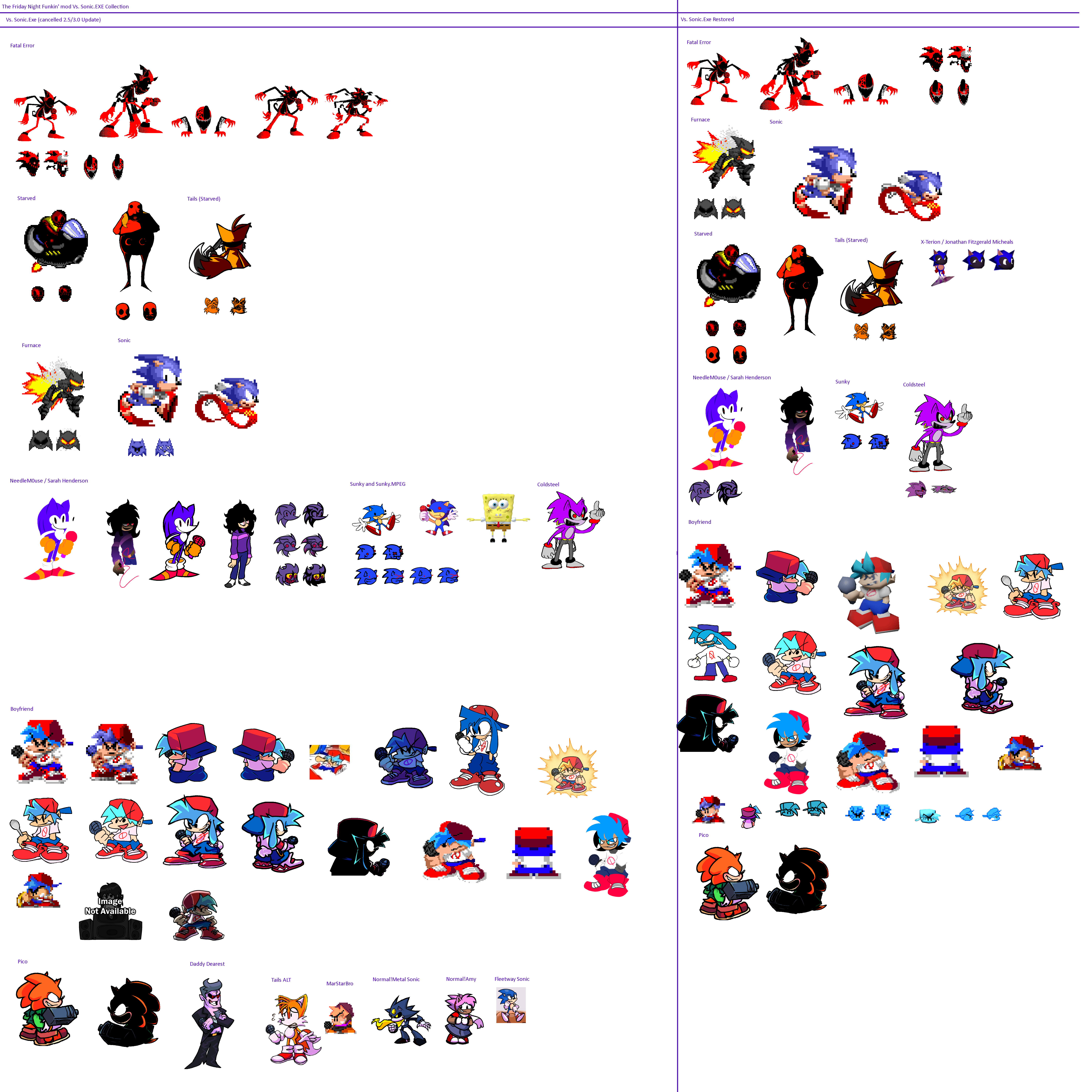 Sonic advance Front Sprites [Friday Night Funkin'] [Mods]