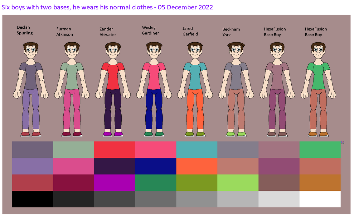 Two Guys Base Six boys with two bases, he wears his normal cloth by Abbysek on DeviantArt