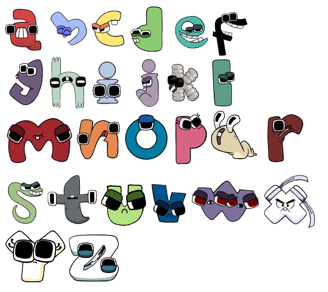 Alphabet Lore Lowercase In Merch Style by aidasanchez0212 on DeviantArt