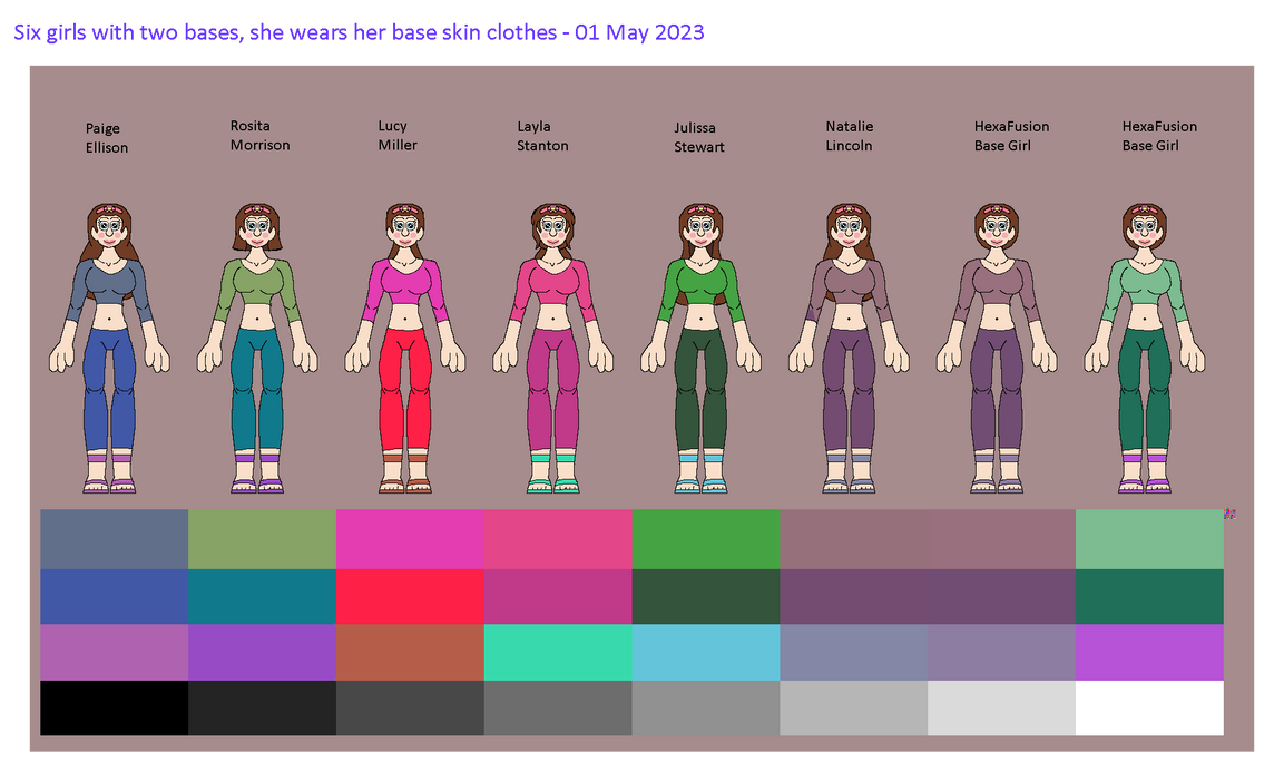 Six girls with two bases, she wears her Crop Top 2 by Abbysek on DeviantArt