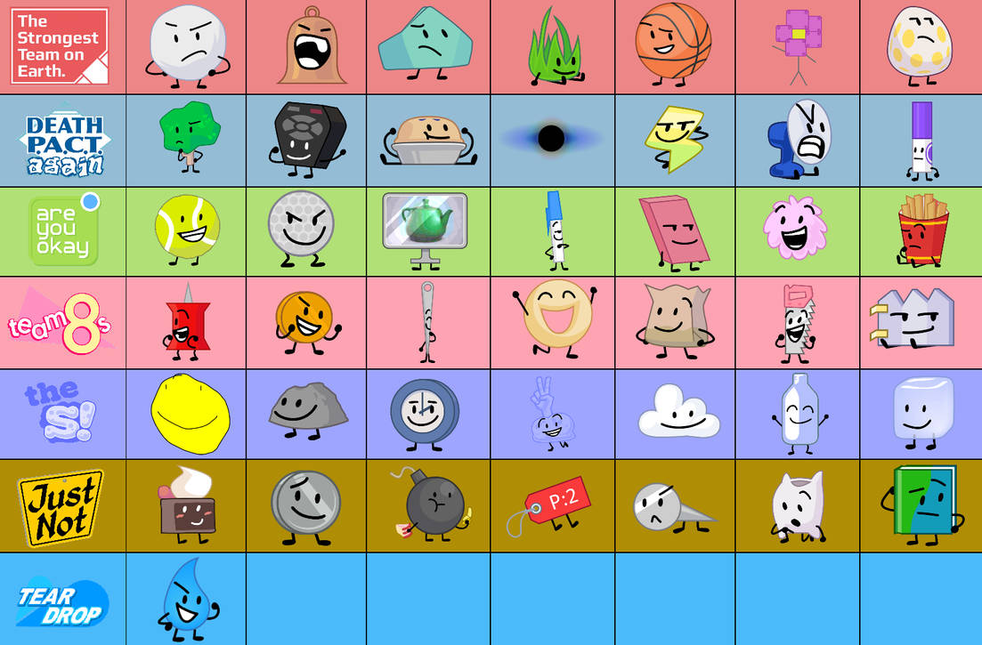 BFDI TPOT Intro Contestant Cast in Teams (13 May 2 by Abbysek on DeviantArt