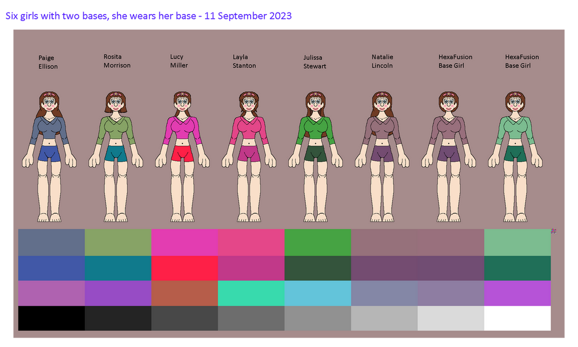 Six girls with two bases, she wears her purple cro by Abbysek on DeviantArt