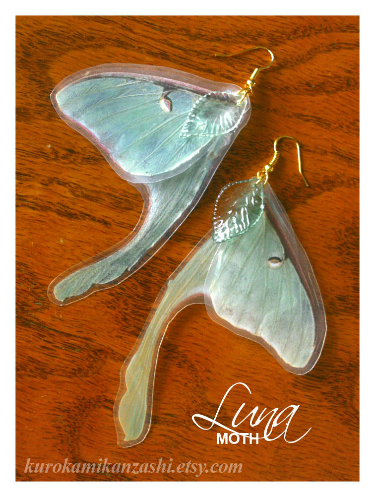 Luna Moth Earrings by Kurokami-Kanzashi on DeviantArt
