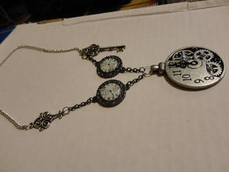 Steampunk silver necklace