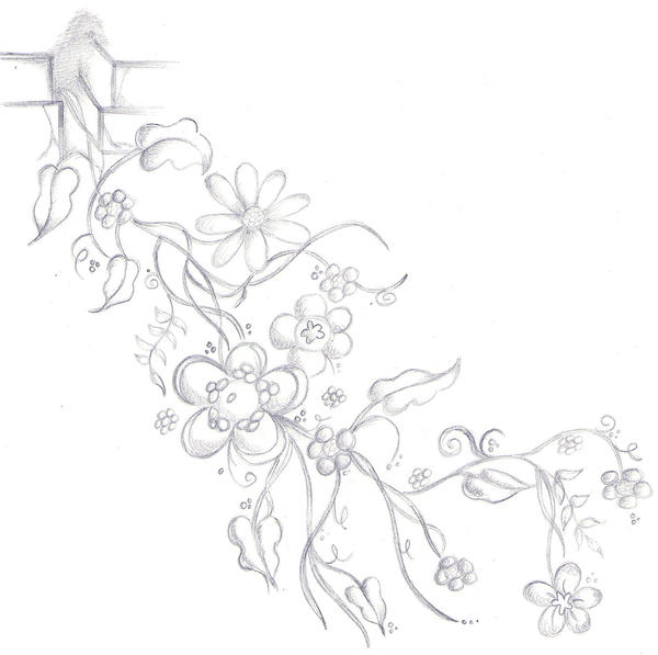 Flower Vine Tattoo Design B W By