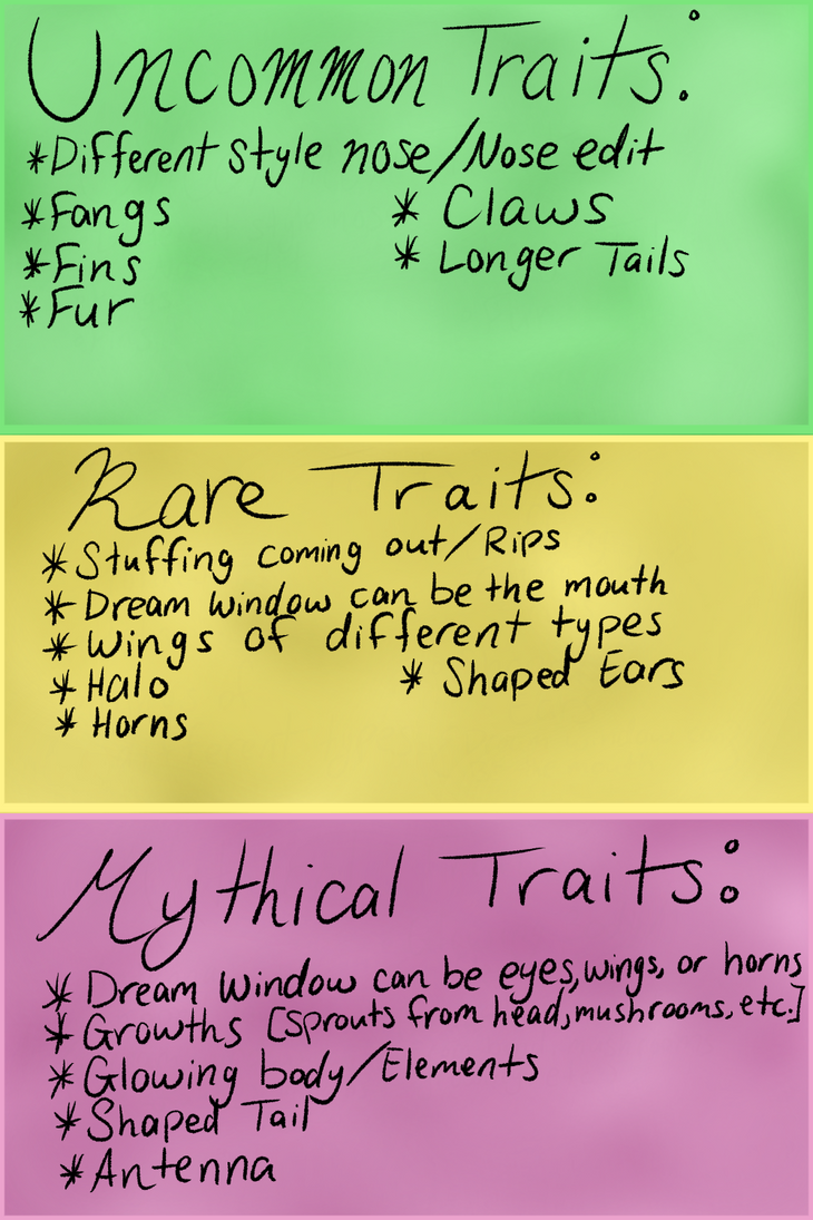 Traits By Gaaralover995 On Deviantart Traits By Gaaralover995 On Deviantart