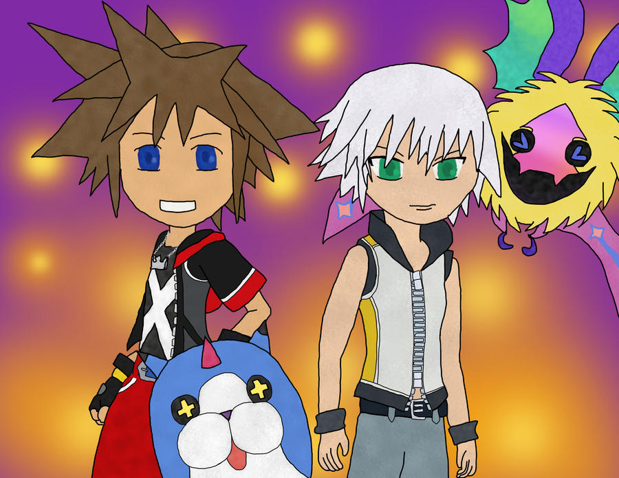 Sora and Riku with friends~ COLORED!