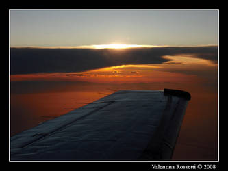 Flying at sunset