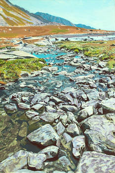 Mountain Stream in the Tatras no. 2 WIP, Step 7