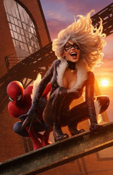 Homage to Greg Land (Spidey and Black Cat)