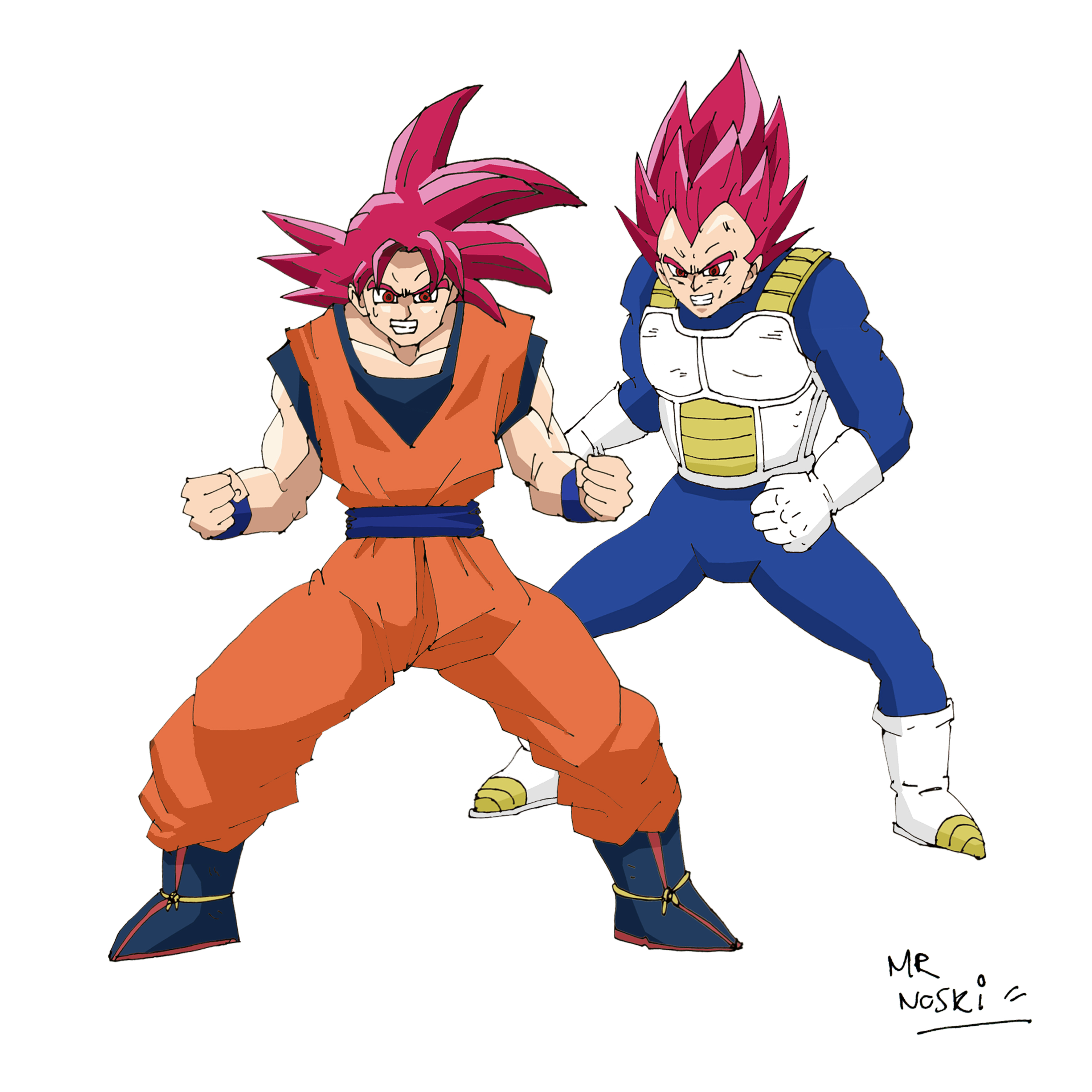 Goku and Vegeta super saiyan god by MrNoski on DeviantArt