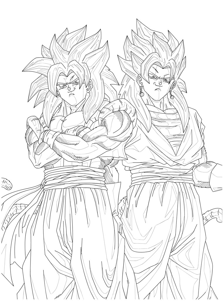 Desenhos de Super Saiyajin 4 Vegetto e Gogeta para Colorir e