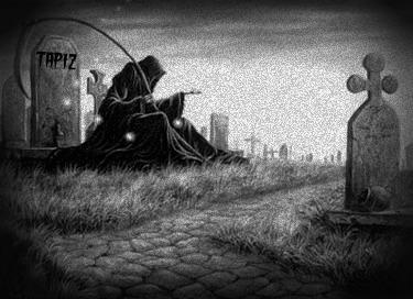 Grim Reaper in cemetery