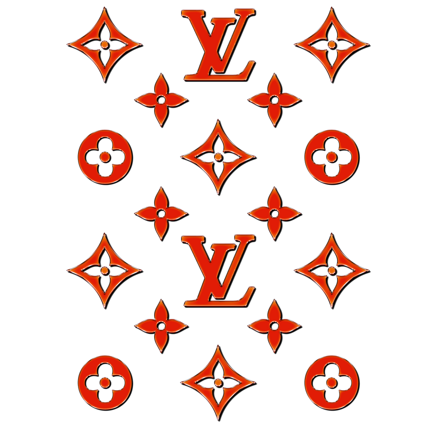 HD Lv Louis Vuitton Red Pattern PNG