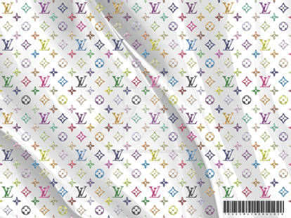 Louis Vuitton logo on textured paper Stock Photo